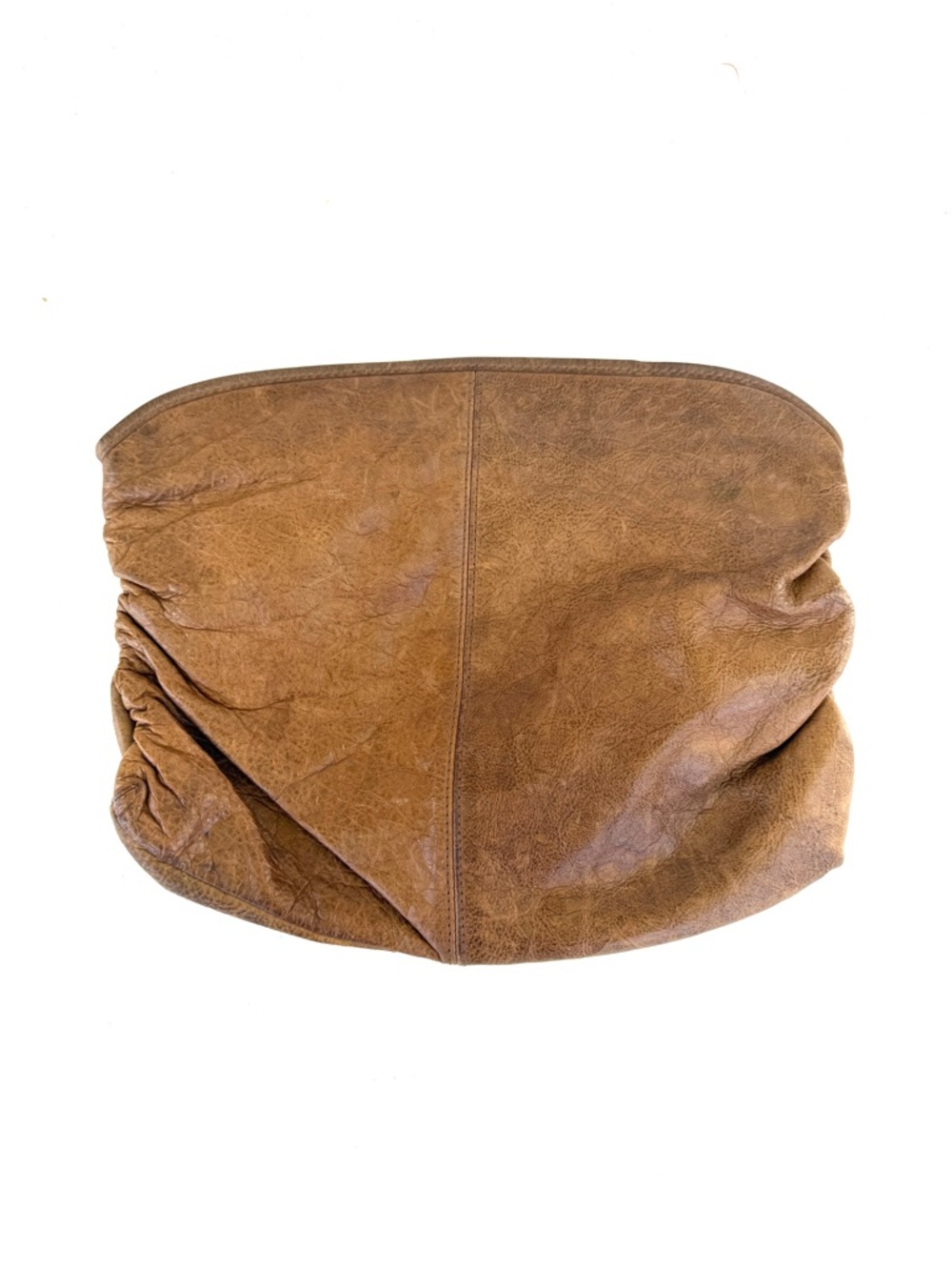 Vintage Midcentury Soft Tan Leather Slouch Clutch Purse